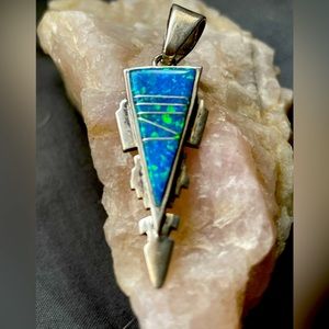 Navajo sterling opal inlay pendant.